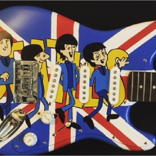 The Beatles Guitar Hand Painted Fender Guitar Bill Schuler