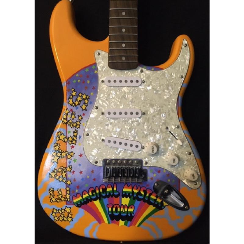 The Beatles Magical Mystery Tour Hand Painted Fender Guitar by Bill Schuler