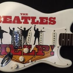 The Beatles Movie Guitar HELP & Hard Days Night Hand Painted Fender Guitar by Bill Schuler