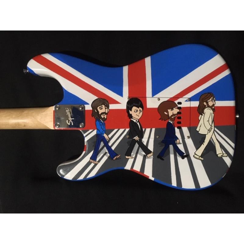 Cartoon Abbey Road GUITAR  Hand Painted Fender Guitar by Bill Schuler