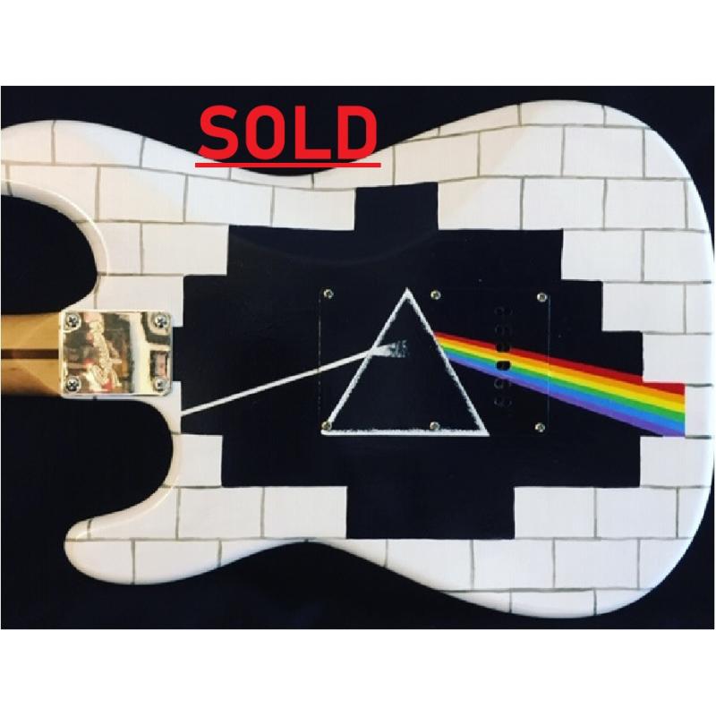 Pink Floyd The Wall Hand Painted Fender Guitar by Bill Schuler